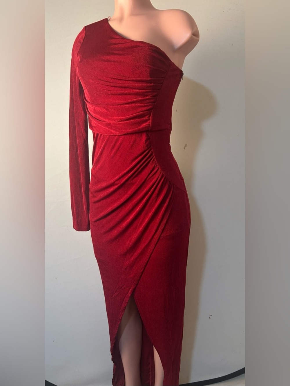 Fiestar Women’s One Shoulder Ruched Formal Maxi Party Dress Size Large